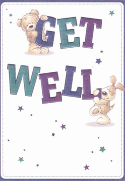 Steeped in the comforting brightness that defines life in Peckham, this get well card offers an instant sense of uplift. Two endearing characters-a plush teddy grasping the top of 'GET' and a lively puppy nestled below the bold 'WELL'-invite a smile. Their rounded forms and expressive faces exude hope and heartfelt affection, echoing the sense of personal care found in arrangements from Florist Peckham. The lettering, filled with deep purples and teals, livens the scene with the same vibrancy you'd see in a fresh flower delivery winding its way from Rye Lane to Bellenden Road. Starlike motifs scatter across a clean, inviting white backdrop, infusing the composition with a magical sense of possibility and wonder. There's a comforting tactility in the depicted furs and starbursts, a visual cue to the sense of nurture and encouragement this card conveys. Just as a finely arranged bouquet is designed to soothe and encourage, this scene radiates kindness and hopefulness-ideal for lifting spirits throughout Peckham and the wider South London community.